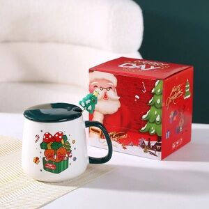 Christmas Santa Mug with Lid ( Gift for Friends, Families and Colleagues)